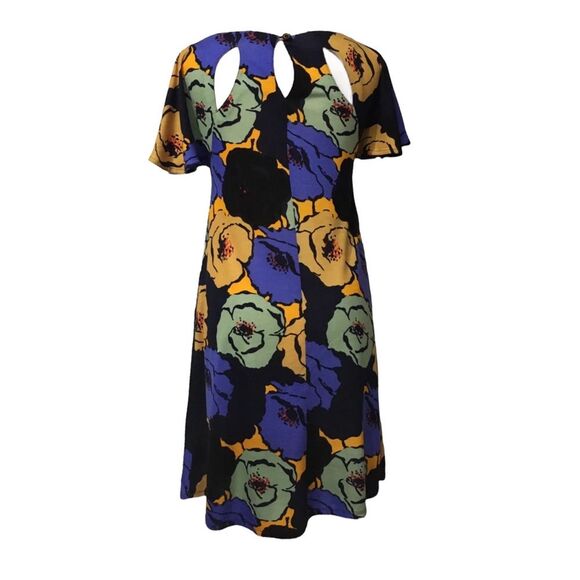 ANTHROPOLOGIE Flutter Sleeve Floral Cut-Out Silk Blend Dress M - Picture 5 of 9